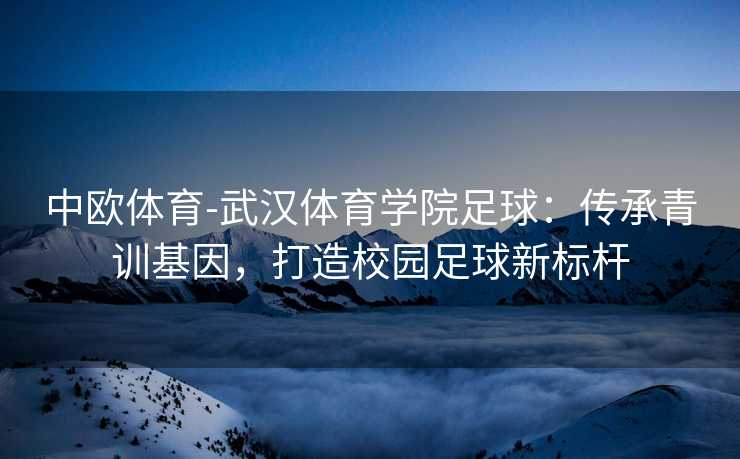 中欧体育-武汉体育学院足球：传承青训基因，打造校园足球新标杆