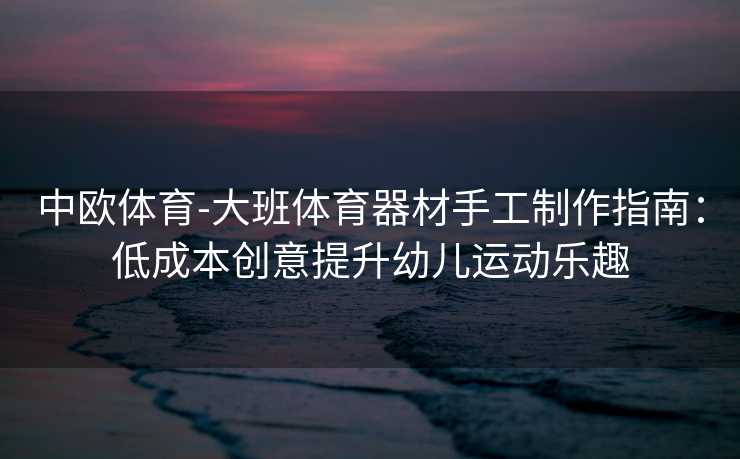 中欧体育-大班体育器材手工制作指南：低成本创意提升幼儿运动乐趣