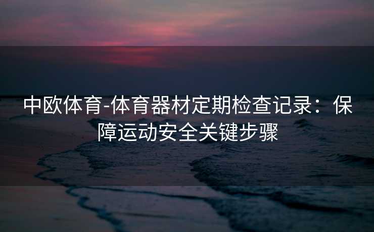 中欧体育-体育器材定期检查记录：保障运动安全关键步骤