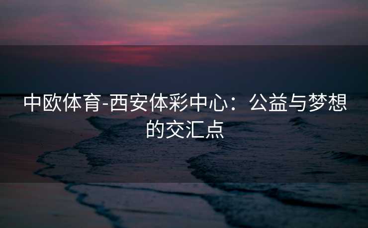 中欧体育-西安体彩中心：公益与梦想的交汇点
