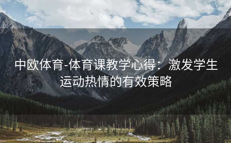 中欧体育-体育课教学心得：激发学生运动热情的有效策略