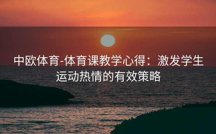 中欧体育-体育课教学心得：激发学生运动热情的有效策略