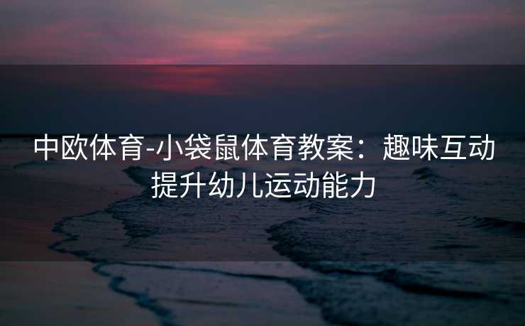 中欧体育-小袋鼠体育教案：趣味互动提升幼儿运动能力