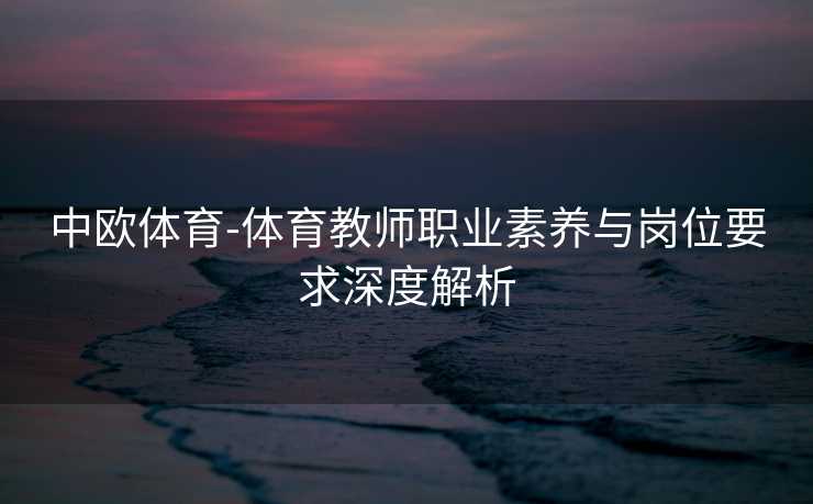 中欧体育-体育教师职业素养与岗位要求深度解析