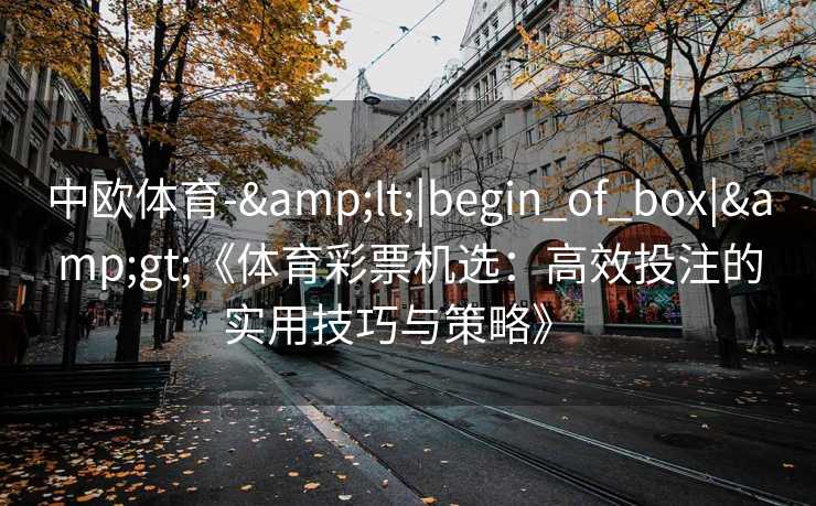 中欧体育-&lt;|begin_of_box|&gt;《体育彩票机选：高效投注的实用技巧与策略》  