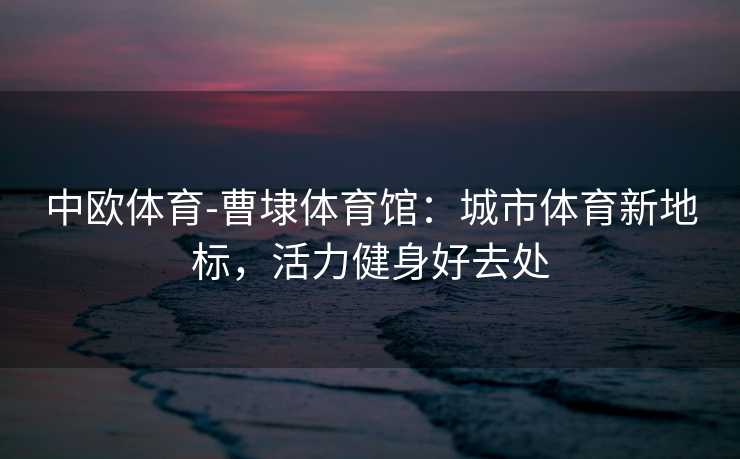 中欧体育-曹埭体育馆：城市体育新地标，活力健身好去处