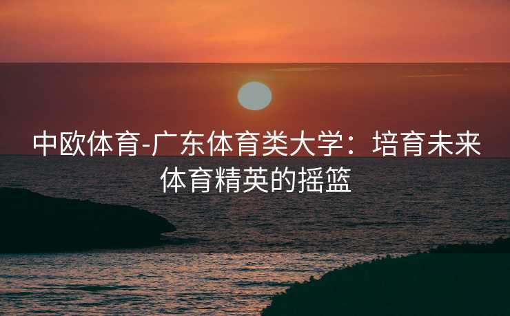 中欧体育-广东体育类大学：培育未来体育精英的摇篮