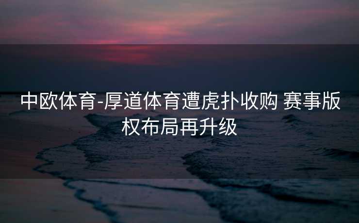 中欧体育-厚道体育遭虎扑收购 赛事版权布局再升级