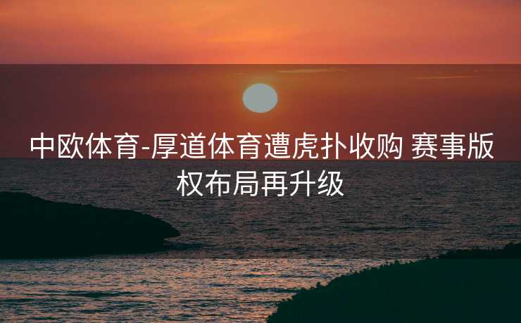 中欧体育-厚道体育遭虎扑收购 赛事版权布局再升级